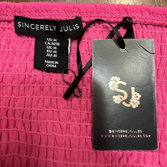 Simply Jules Strapless Pink Bikini Top Tulle Accent Sz M NWT - Picture 4 of 8